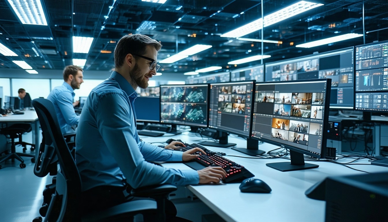 IT experts monitoring network systems
